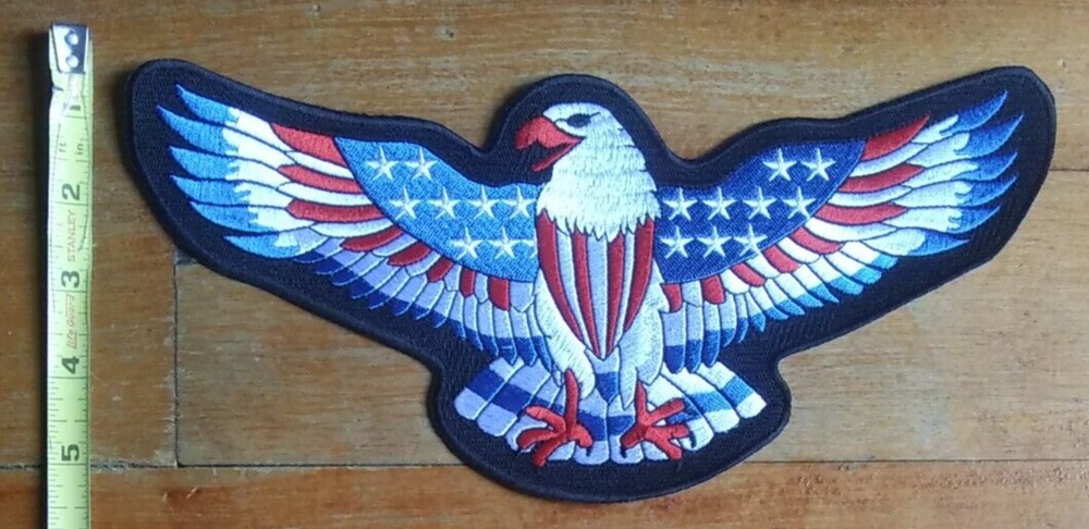 LARGE AMERICAN EAGLE USA FLAG BIKER MILITARY JACKET BACK PATCH