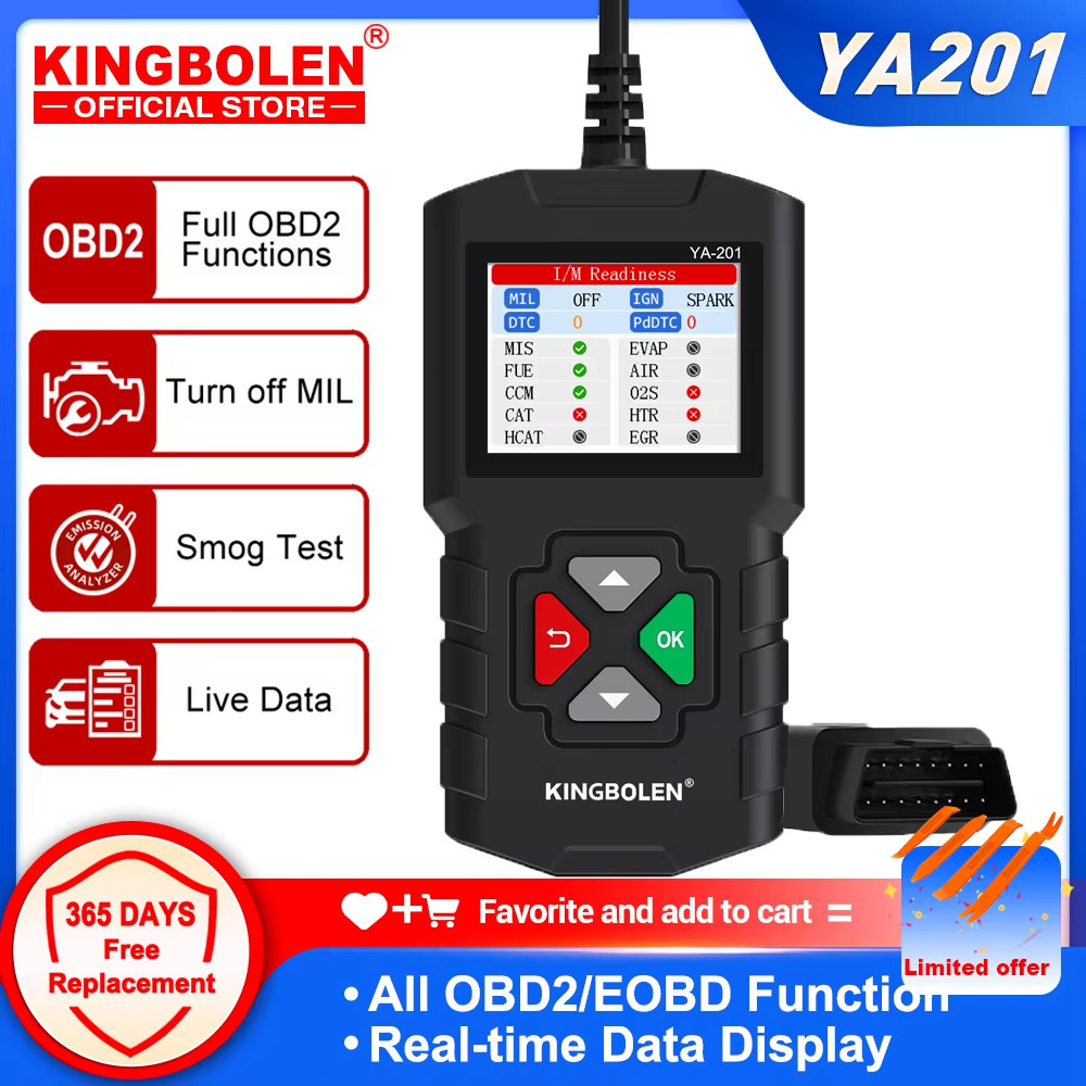YA201 Car Full OBD2 EOBD Code Reader Professional Auto Scanner for Engine Check