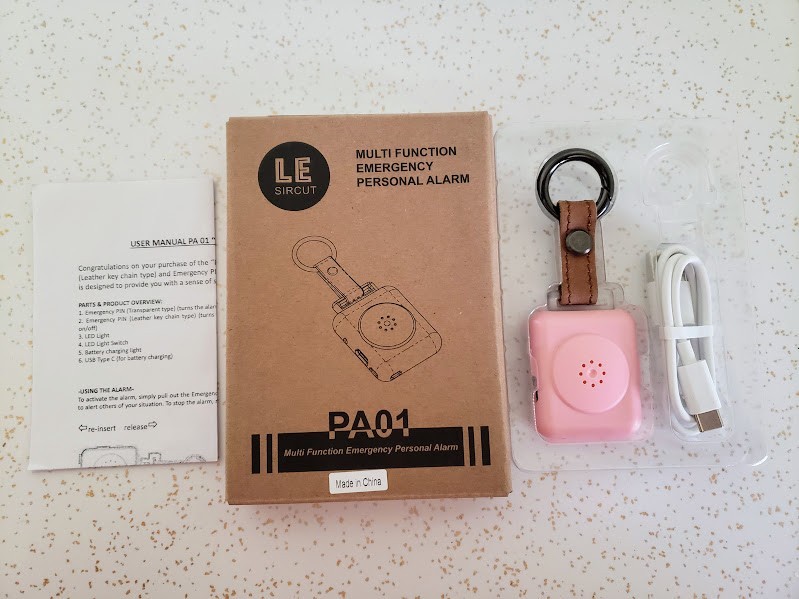 LE Sircut PA01 Multi Function Emergency Personal Alarm Pink Rose /LED Flashlight
