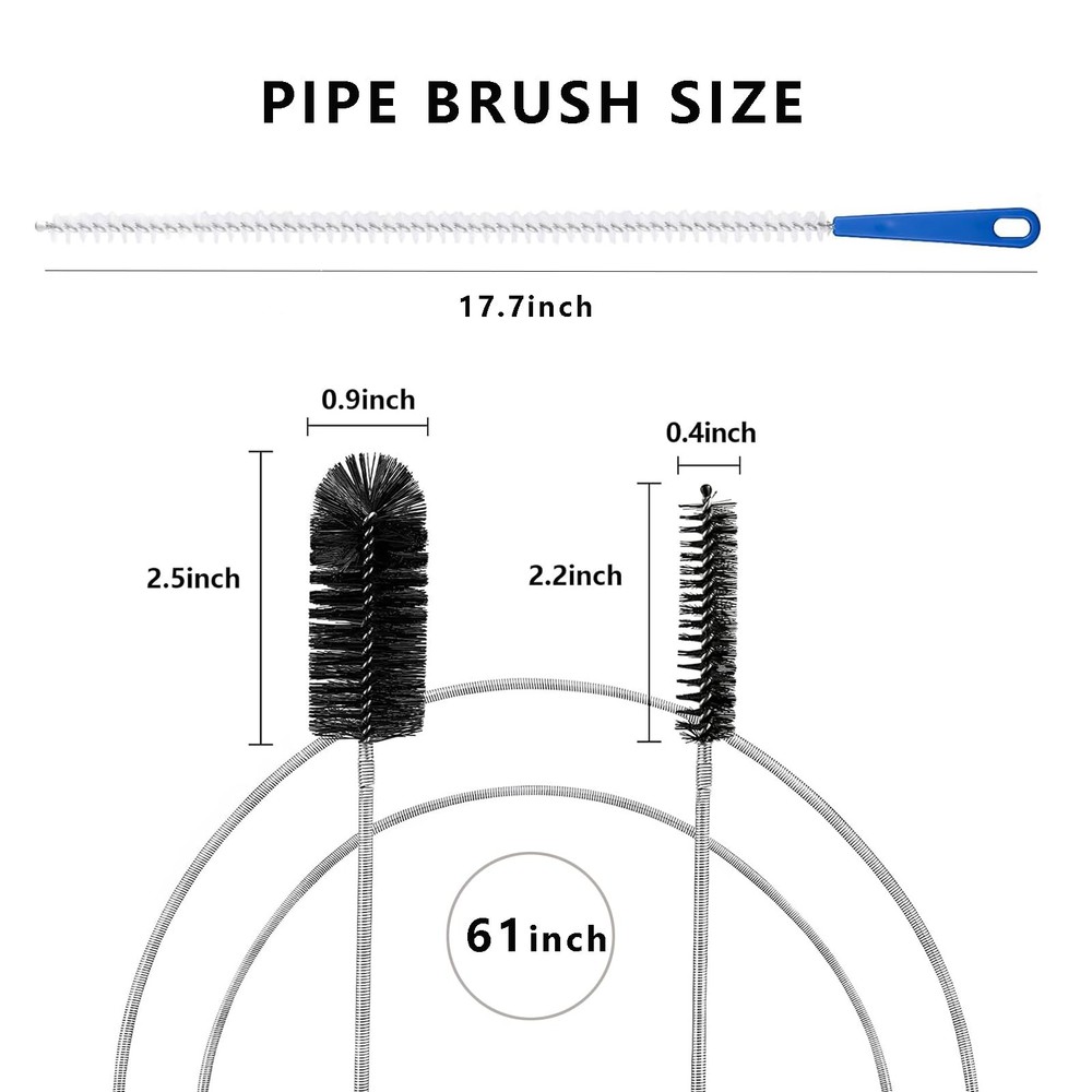 Flexible Extra Long Drain Brush, Unblocker Tools,61 inch Pipe Black
