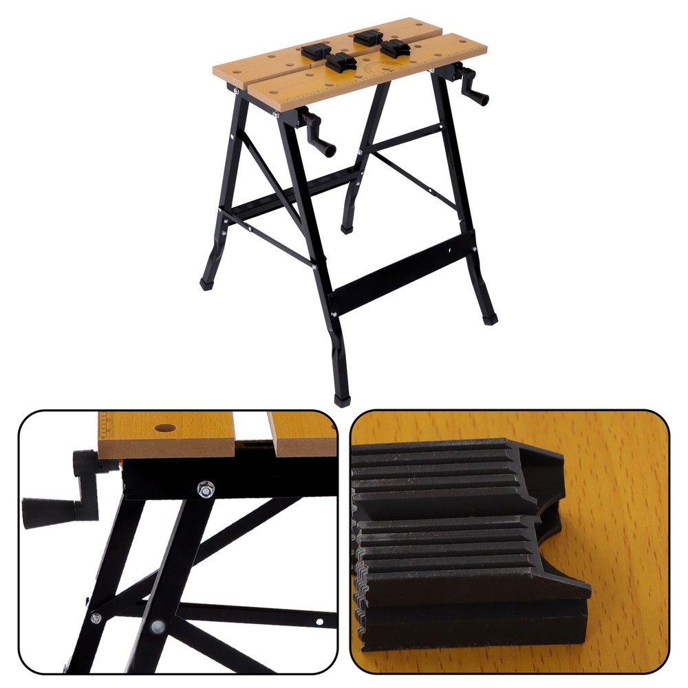 220lbs Capacity Folding Workbench Adjustable with Built-in Ruler & Protractor
