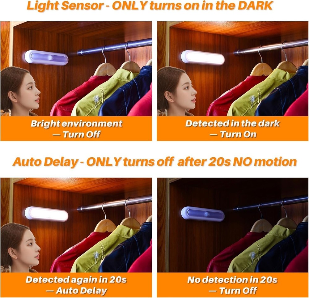 3 Pack Motion Lights – Indoor, Battery, Warm White