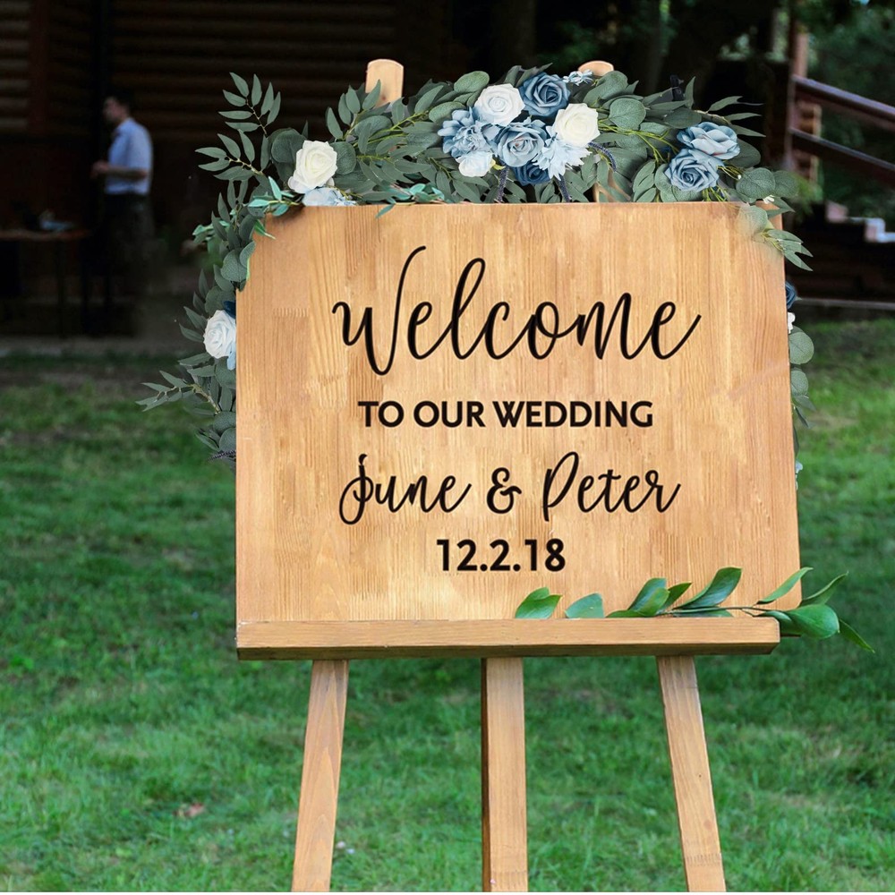 Emivery Artificial Dusty Blue Rose Garland Greenery Eucalyptus Willow