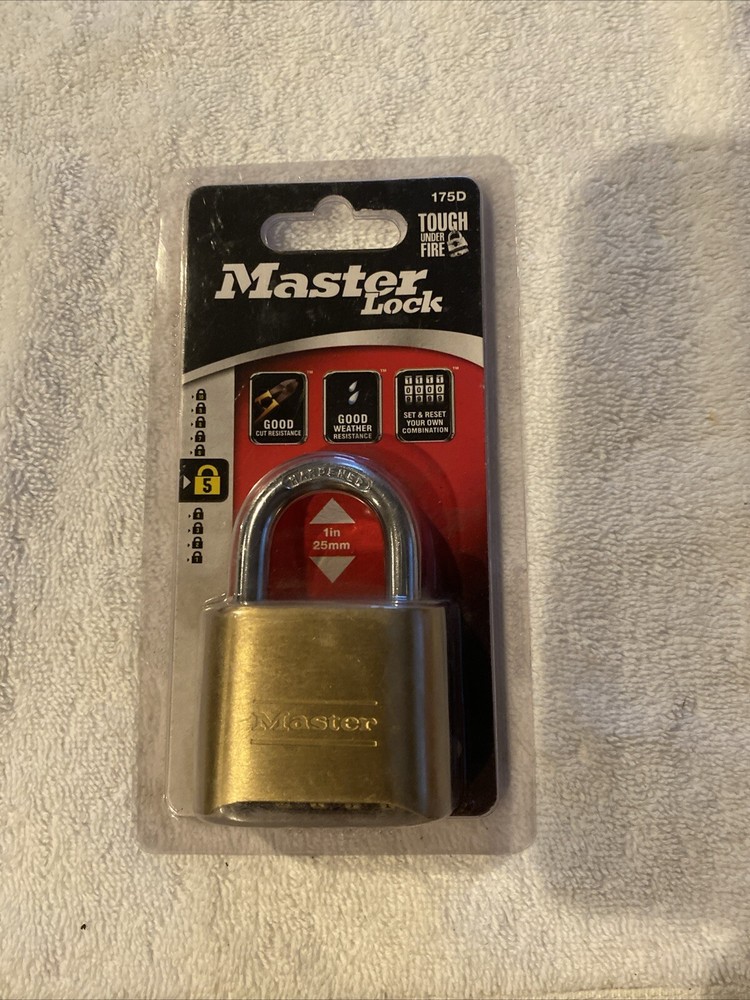 Master Lock Resettable Combination Padlock 2" wide Brass 175D (996)