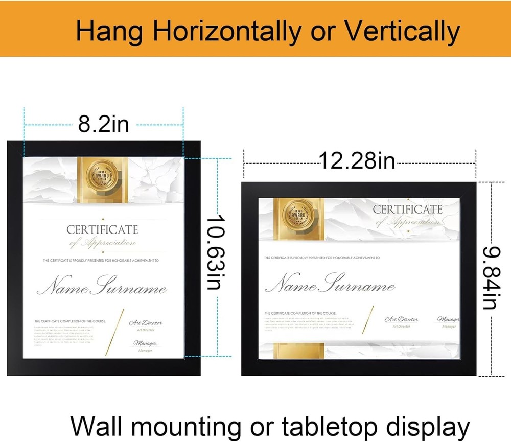 SESEAT 8.5 x 11 Frame Certificate Document Frame Set of 6, Diploma Frame for ...