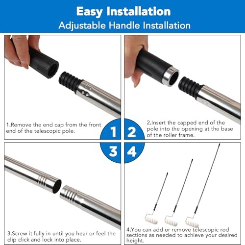 PCS Paint Roller Kit with 4-Section Pole, 9'' Roller Trays, Heavy-Duty 33
