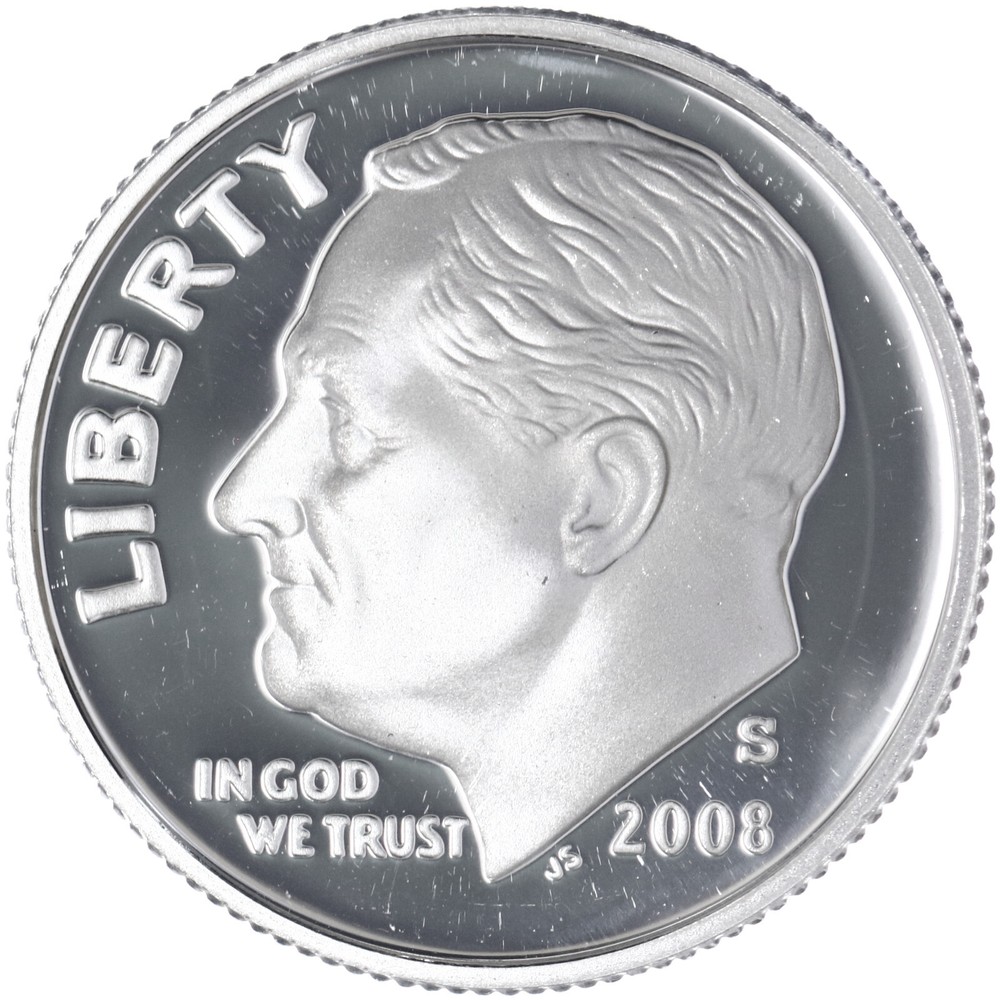 2008 S Roosevelt Dime Gem DCam Proof 90% Silver
