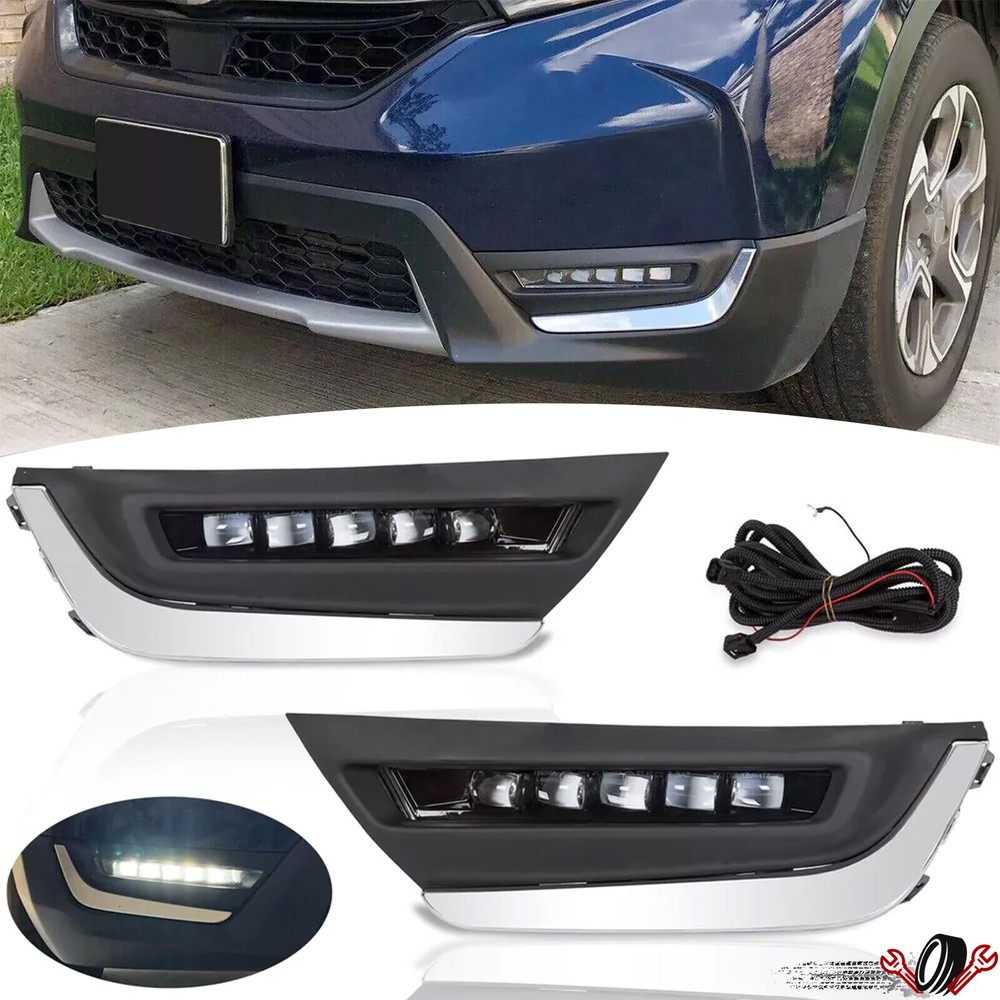 For Honda CRV CR-V 2017-2019 LED DRL Daytime Running Fog Lights Lamps w/Brackets