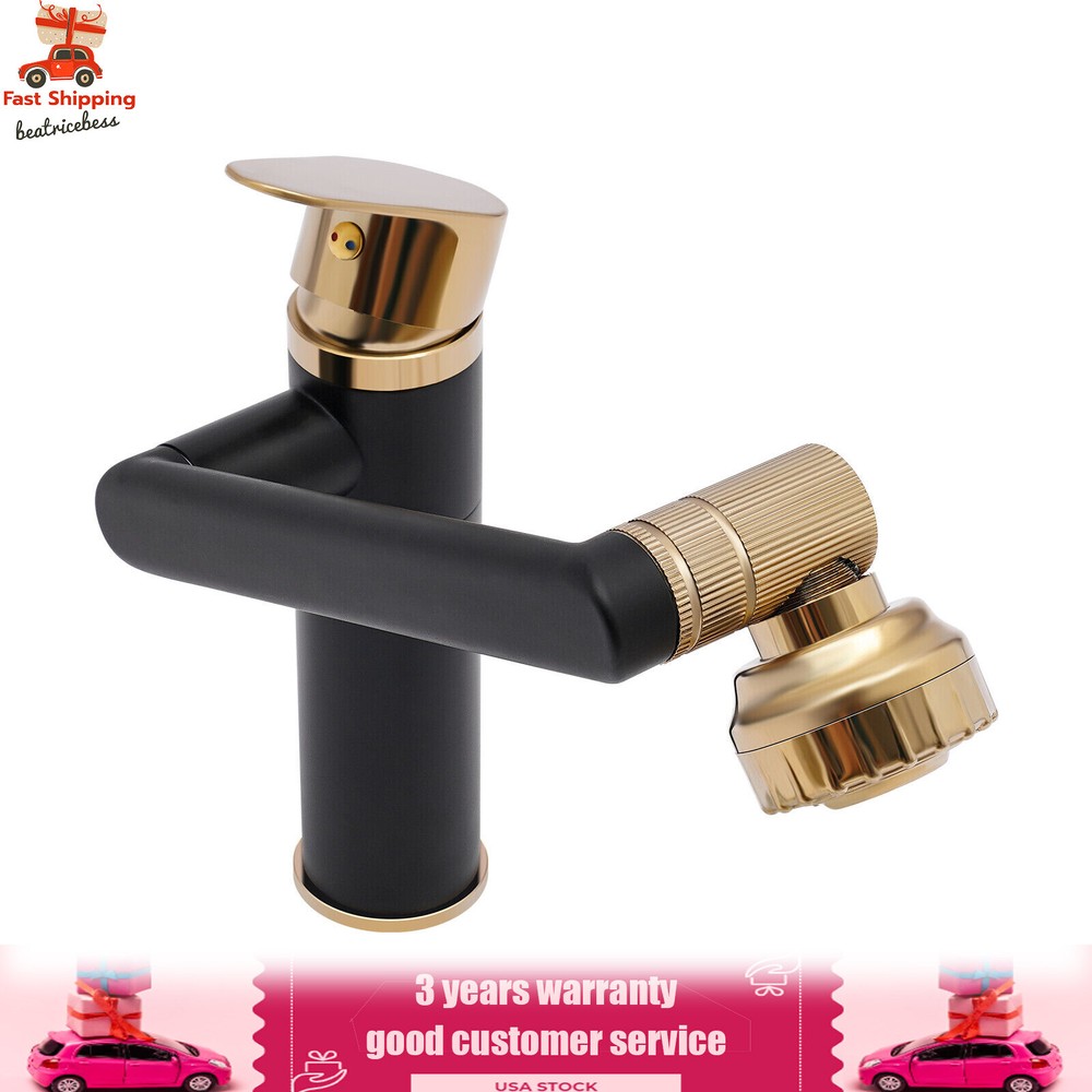 360?? Bathroom Sink Faucet Single Handle Waterfall Vanity Basin Mixer 2 Function