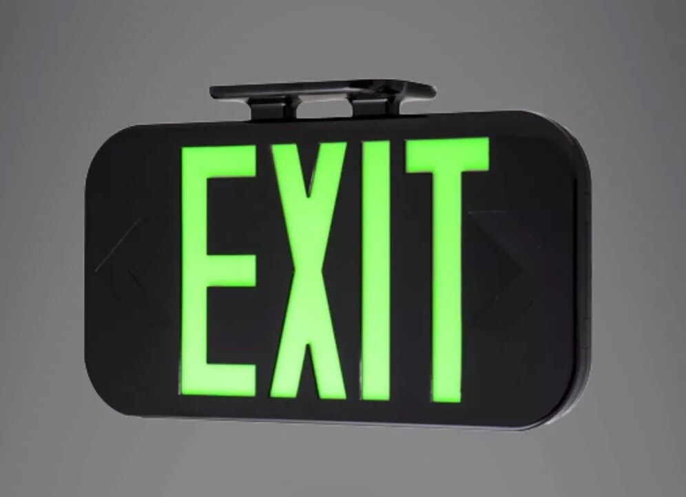 HES120 Double Sided HYBRID Photoluminescent Exit Sign CURRENT DRIVEN 180 Min
