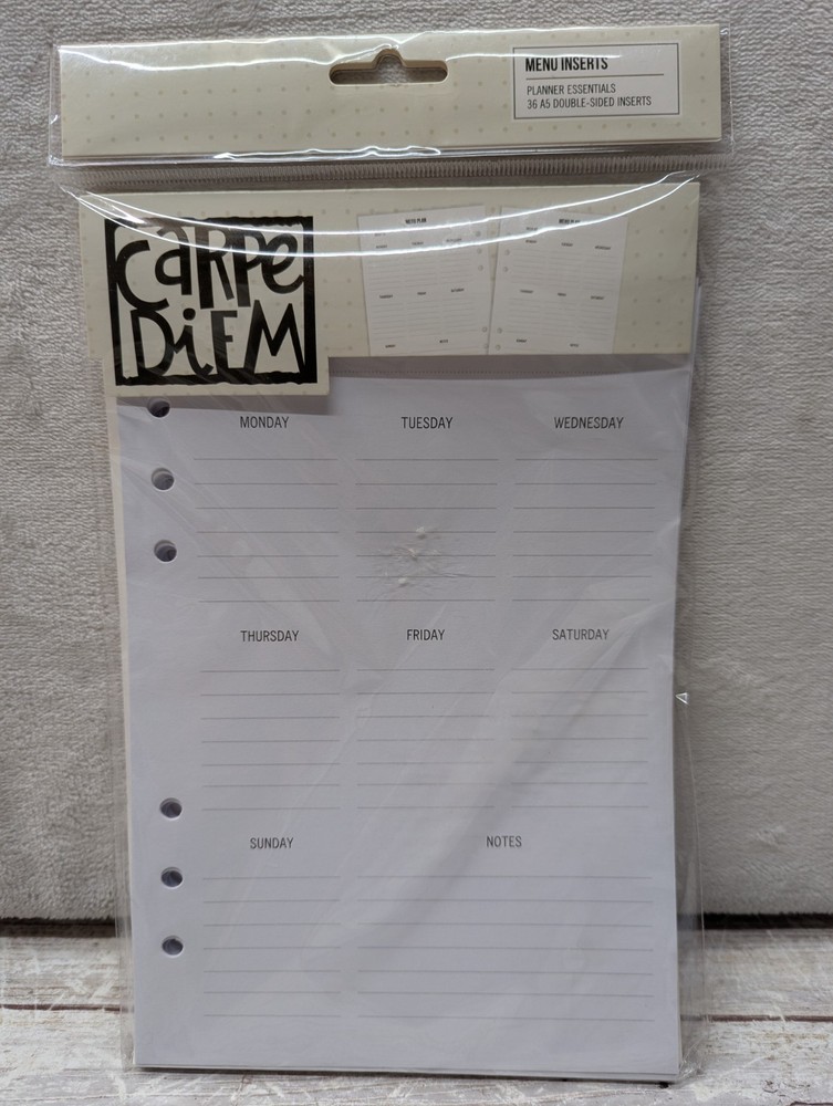 Carpe Diem Undated Menu Inserts Planner Inserts