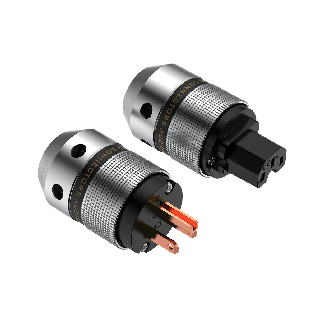 Pure Copper US Power Plug HiFi Audio Power Cable DIY Connector & IEC Adapter