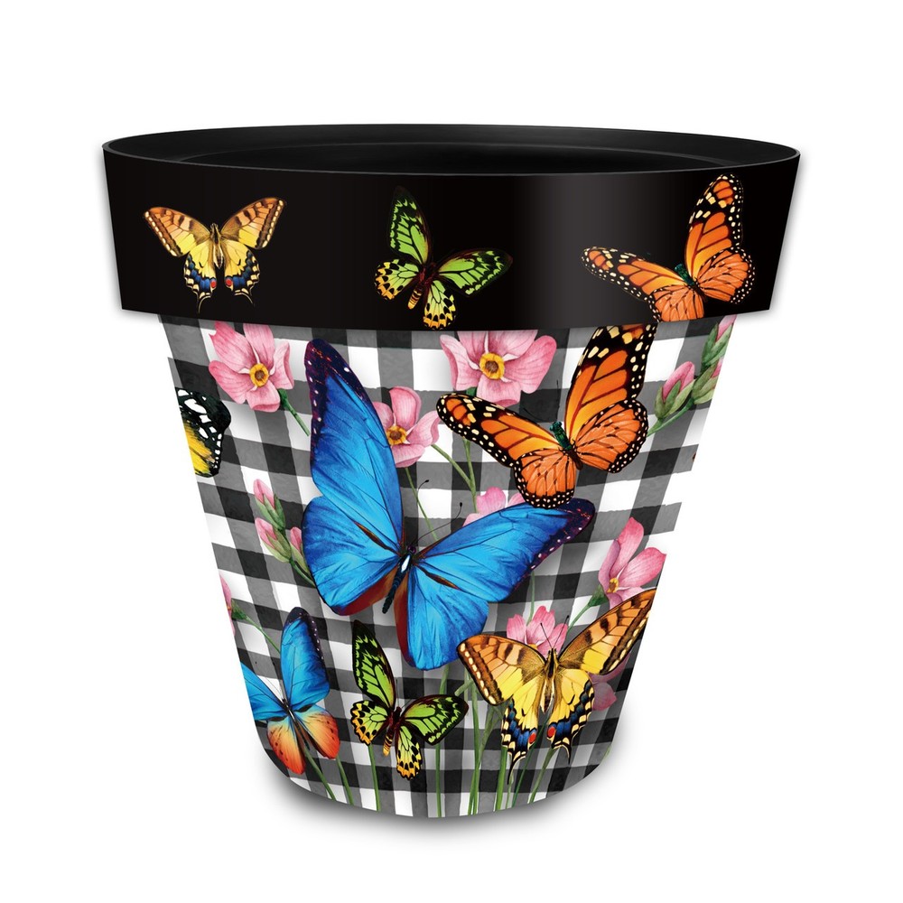 Briarwood Lane Checkered Butterflies Medium Planter