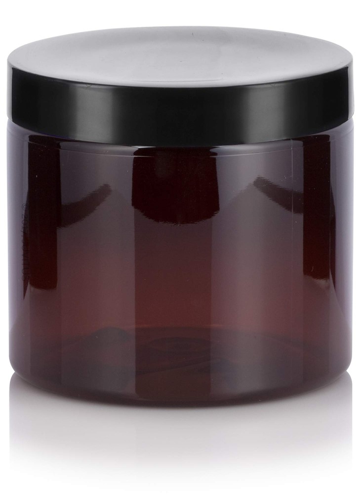 Amber Large 16 oz PET Plastic  Refillable Jar - 8 pack