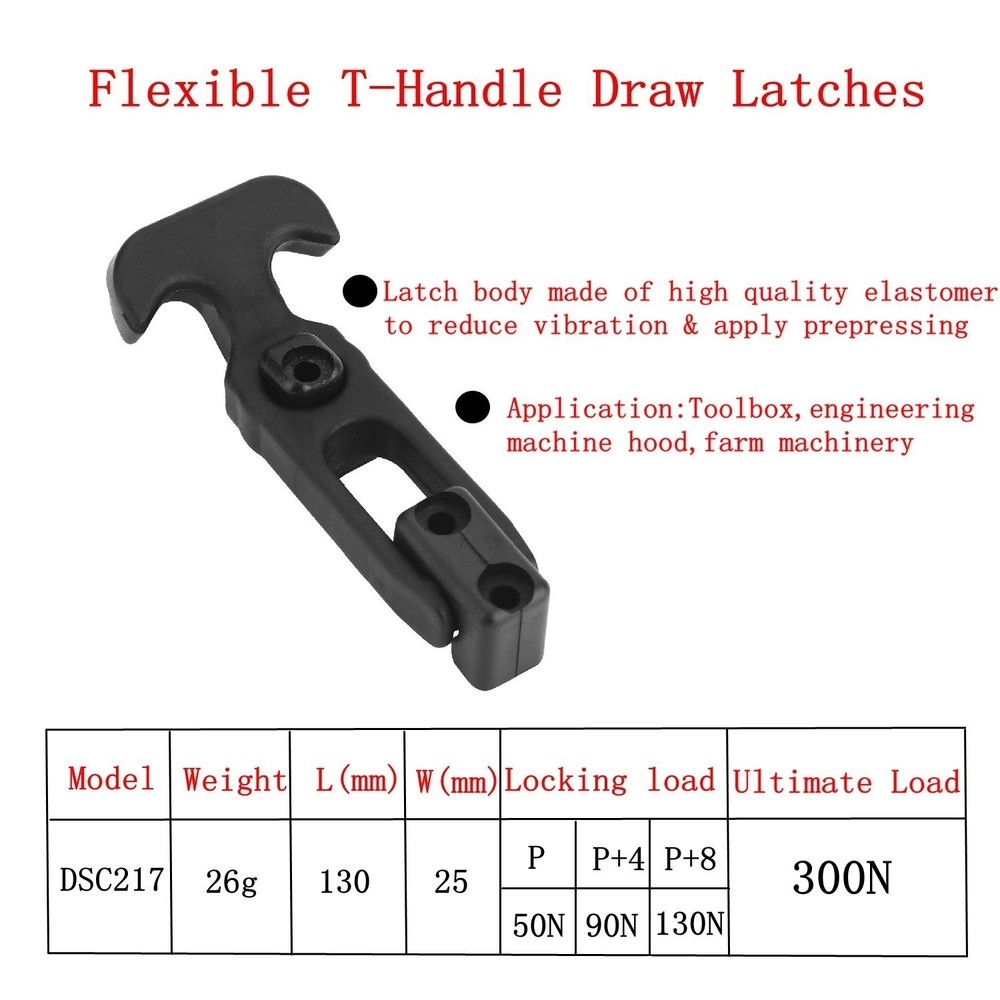 Creatyi 4 PCS Rubber Flexible T-Handle Draw Latches,for Tool Box,Cooler,...