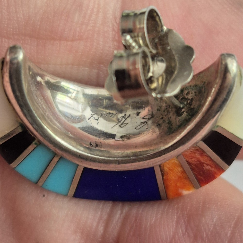 Native American Sterling Silver Earrings Multistone