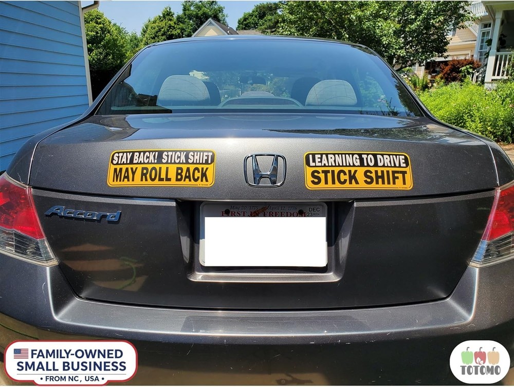 Learning to Drive Stick Shift Stay Back May Roll Back Car Magnet - Reflective...