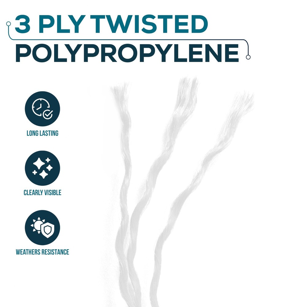 Mason Line String 1.3mm Thick Twisted Polypropylene – Durable 393 Ft, White