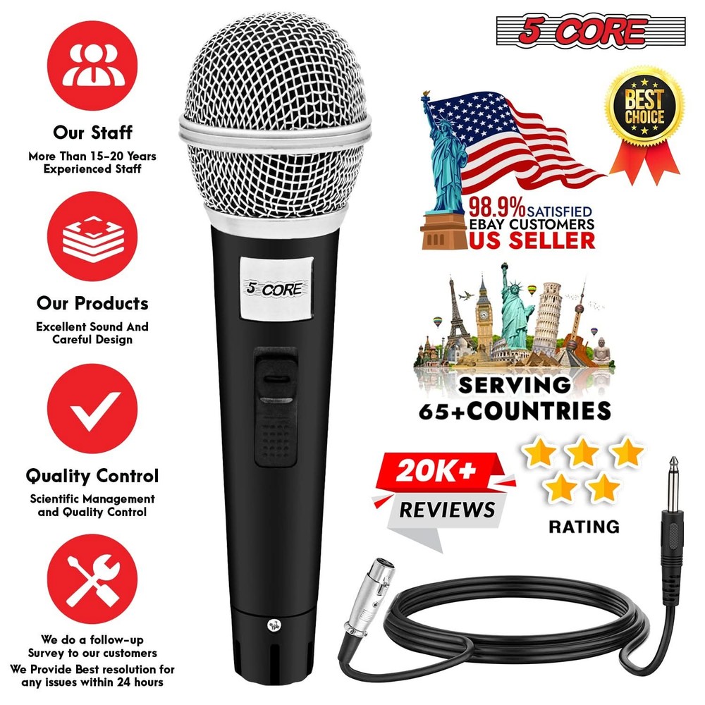 5Core XLR Microphone Dynamic Mic Karaoke Singing Studio Mics Handheld Microfono