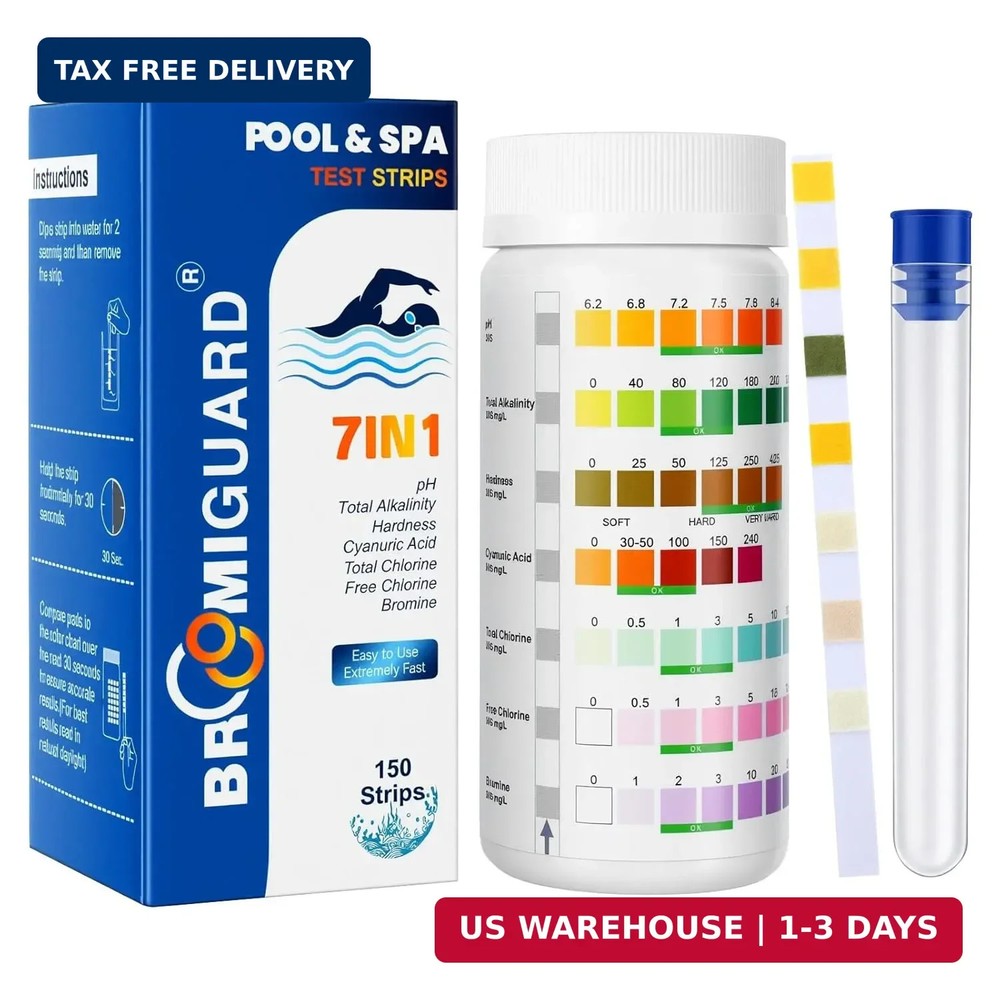 7-Way Pool Test Strips, 150 Hot Tub Test Strips, Accurate & Fast Spa Test Strips