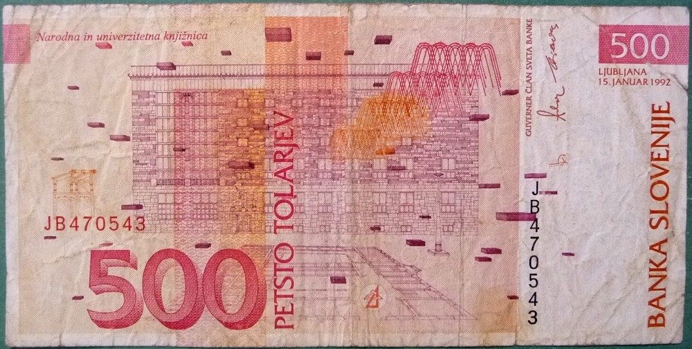 SLOVENIA 500 TOLAR NOTE FROM YEAR 1992, P 16