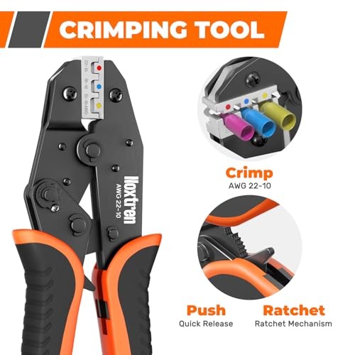 Wire Stripper and Crimping Tool, AWG 24-10 Self-Adjusting Stripper Tool with