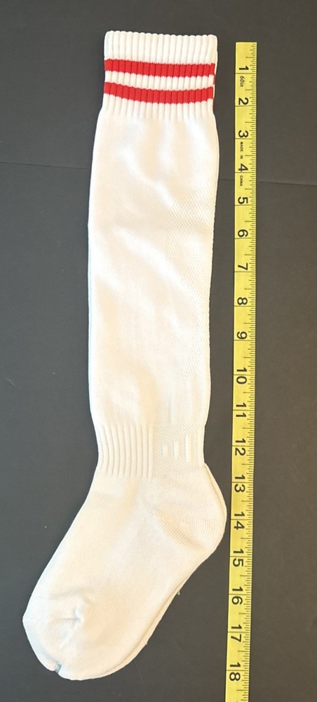 5 Pack - Kids Soccer Socks - Medium - White / Red Stripes