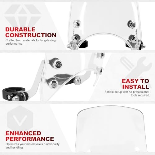 Motorcycle Adjustable Windshield Custom Compact Sport Clear Windshield