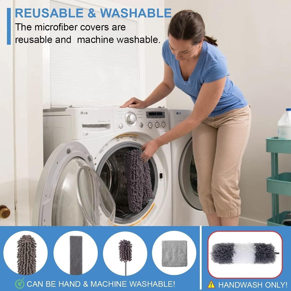 6-Piece Extendable Microfiber Duster Set for Effortless High Ceiling Clean