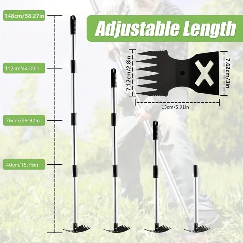 Weed Puller Tool with Long Handle，2 in1 Claw Weeder Remover Tool Steel Head W...
