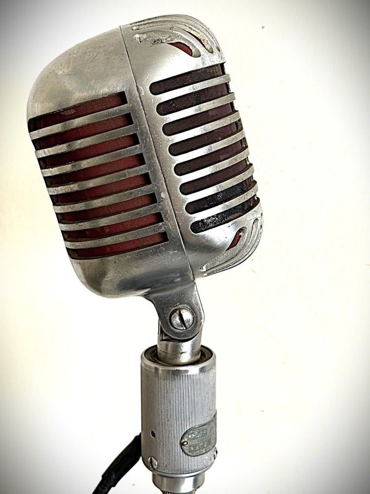 1950's Shure 556B Dynamic Microphone, working, includes adapter cable-stand-HEAR