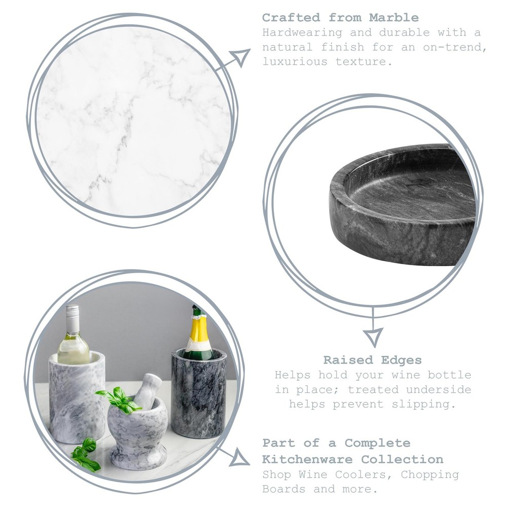 Marble Wine Bottle Coaster Solid Stone Barware Champagne Holder 10cm Black