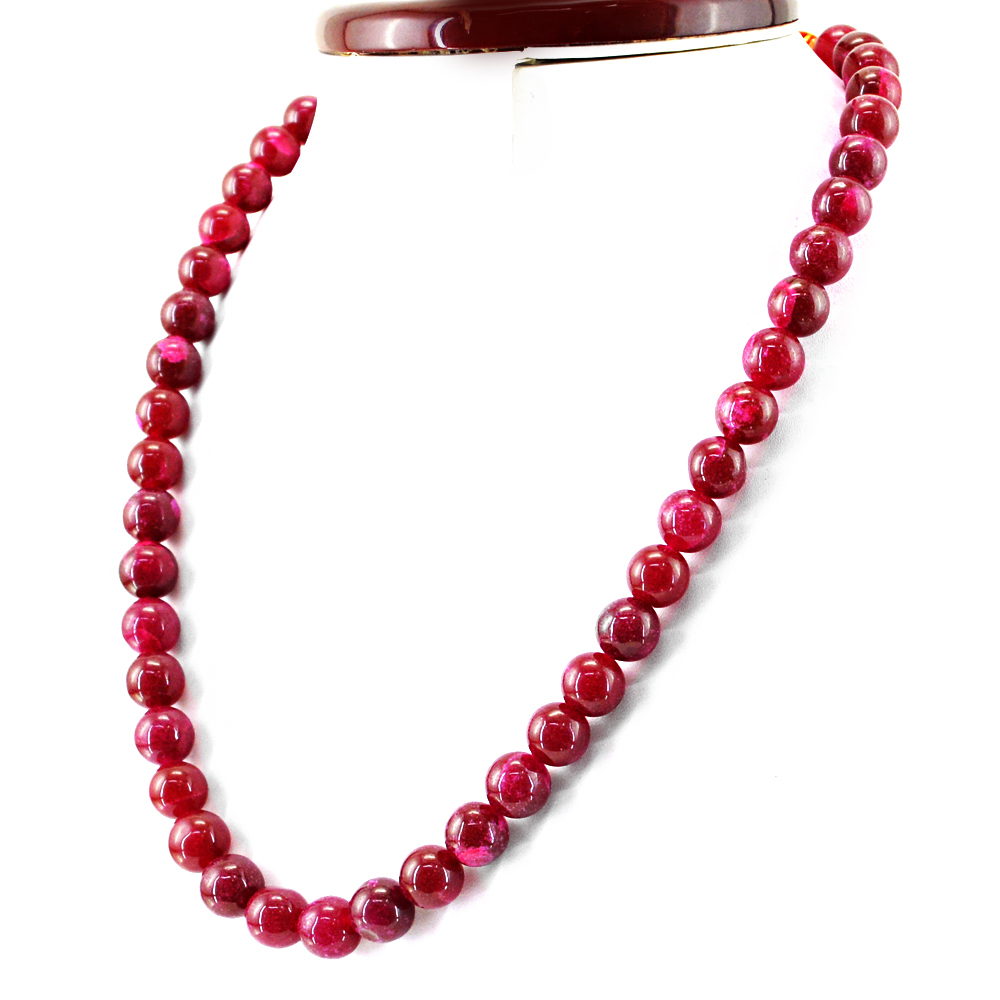 406.00 CTS EARTH MINED RICH RED RUBY ROUND SHAPE BEADS SINGLE STRAND NECKLACE