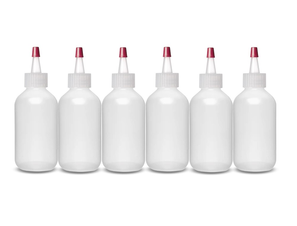 6 Pack 2oz Plastic Squeeze Bottles Mini Empty Squirt Bottle w/ Top Cap for Glue