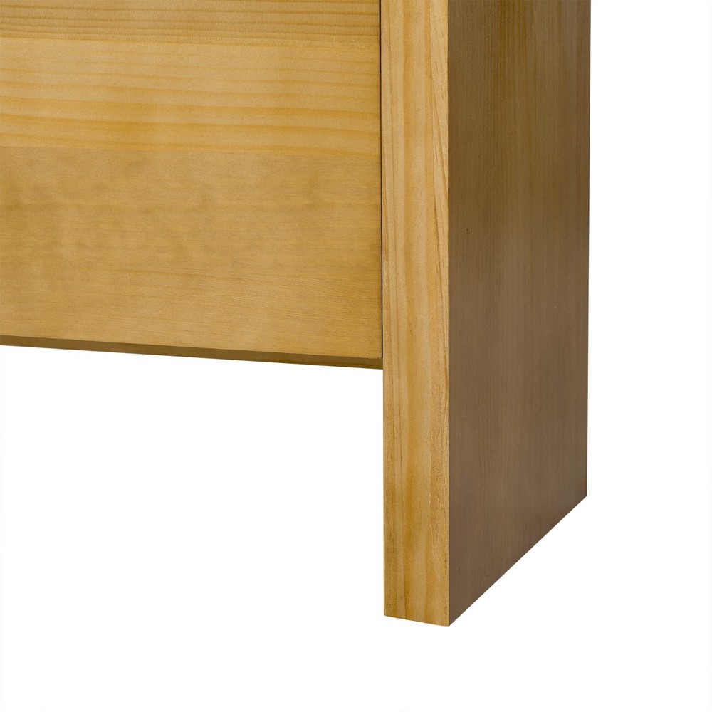 60" Modern Minimalist Solid Wood Veneer Sideboard (4 Doors+Open Shelf, Natural