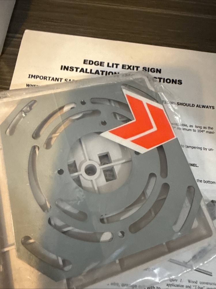 Unbranded Edge Lit Exit Sign 120/277v White Self Power Red Single Face Mirror