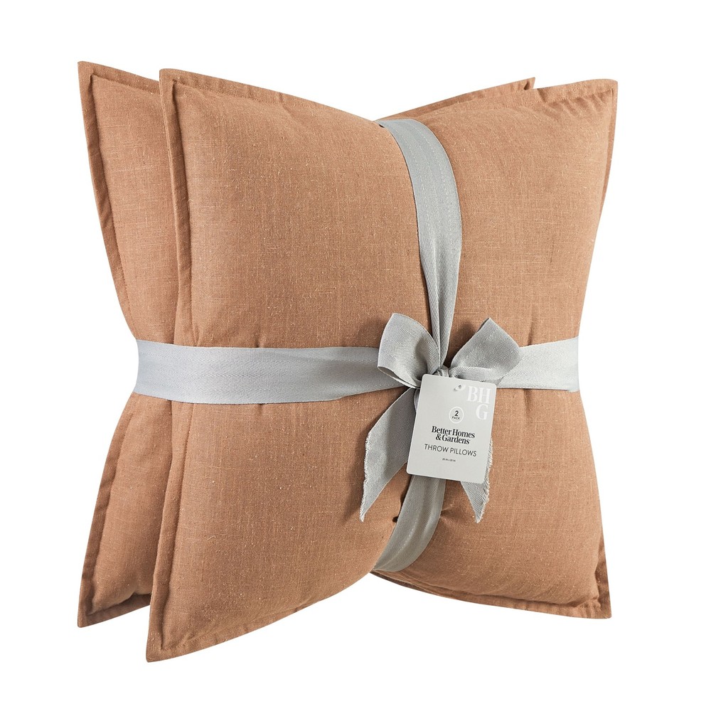 2-Pack Linen Pillows 20"x20" Brown Basket
