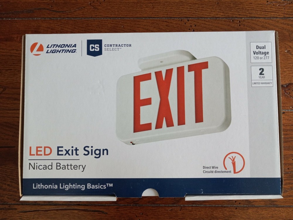 NEW! Lithonia Lighting LED Exit Sign Contractor Select Dual Voltage