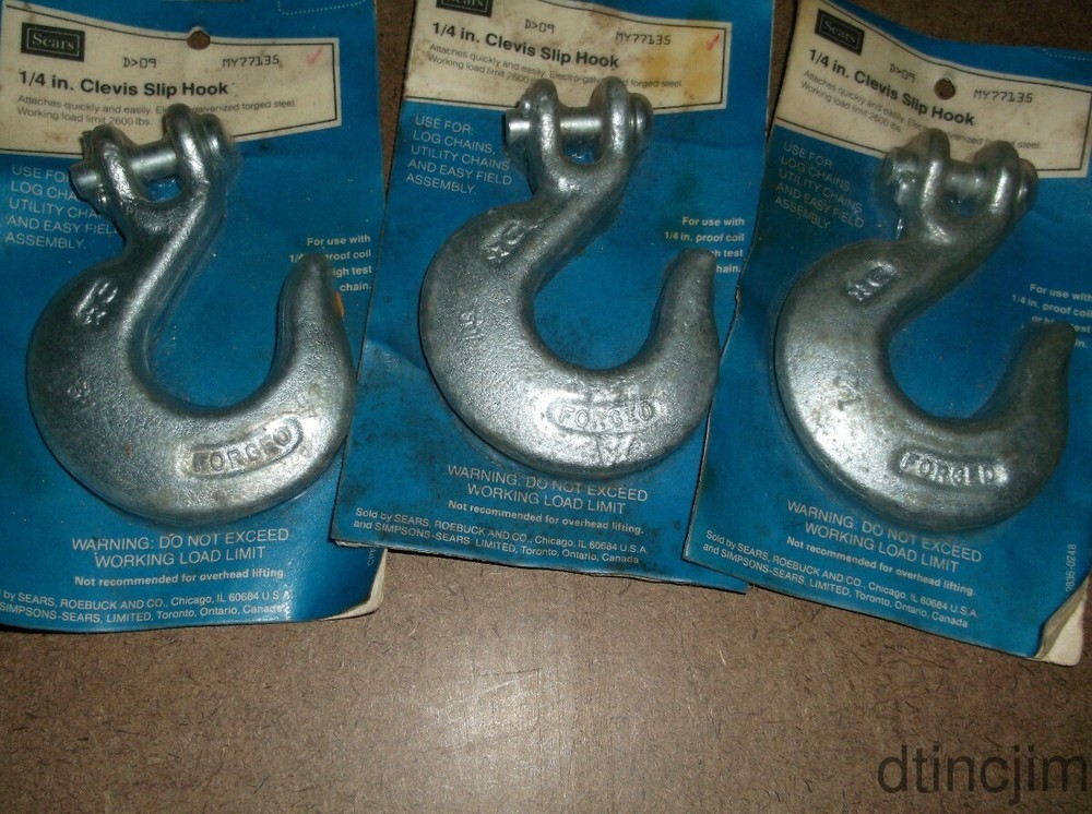 Sears 1/4 In. Clevis Slip Hook 3 Pc.