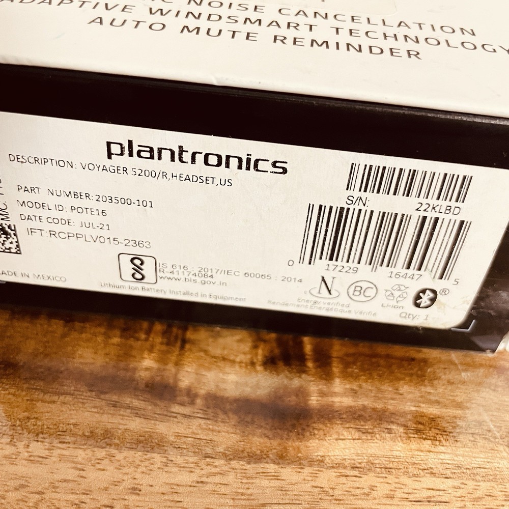 Plantronics Voyager 5200 Bluetooth Headset, Open Box TESTED