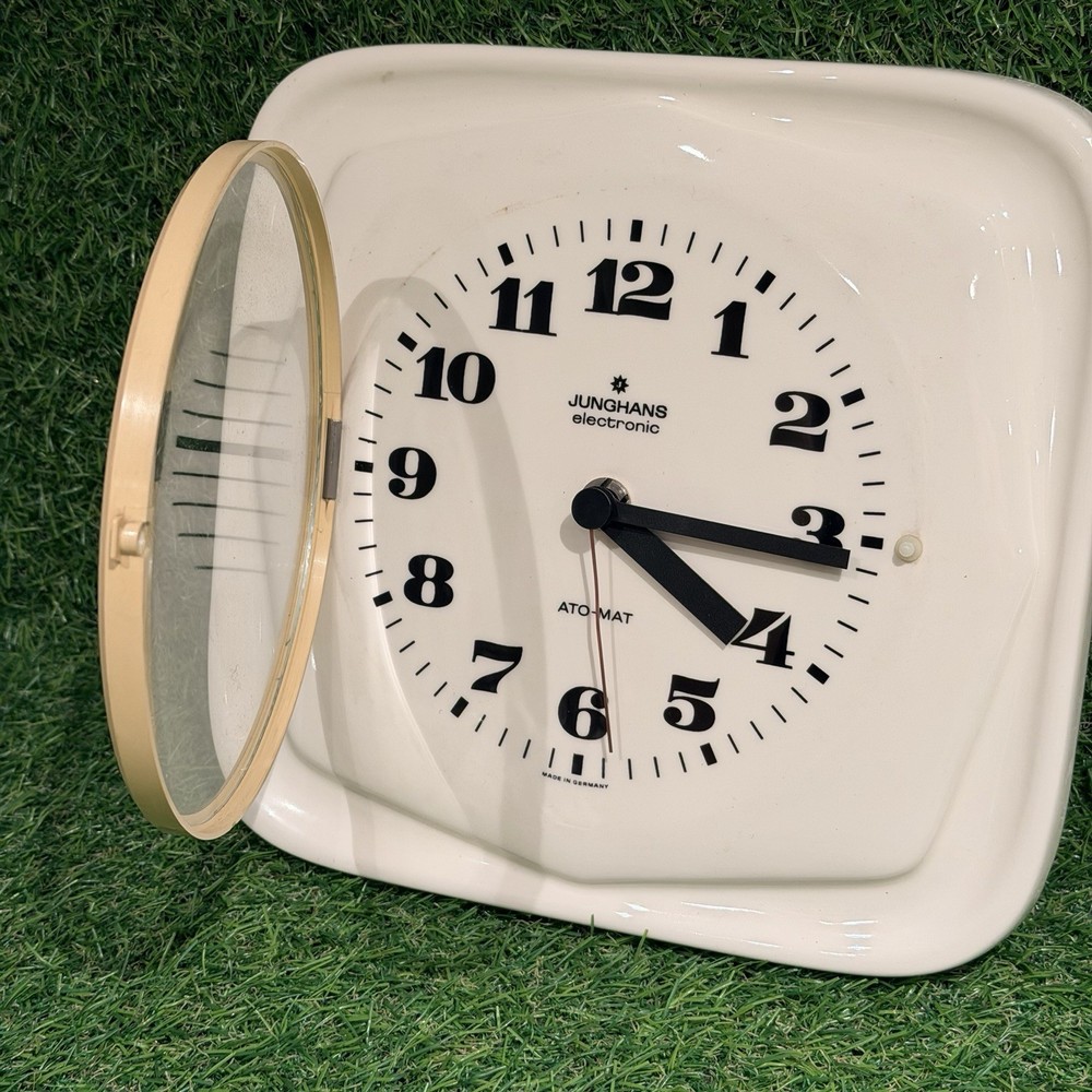 Junghans Vintage Retro Square Kitchen Ceramic German Wall Clock / Working
