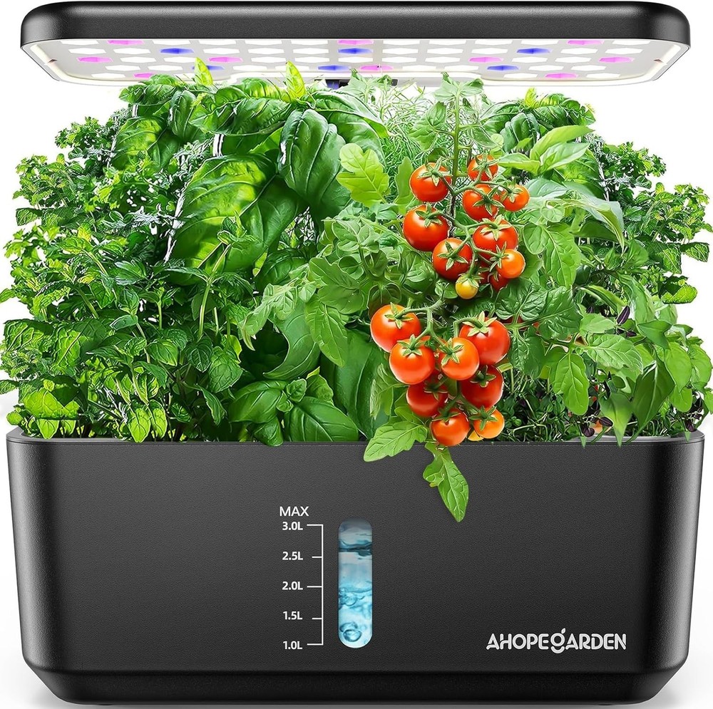 Compact Hydroponic Growing Kit: 10 Pods with Adjustable Light & Water Window