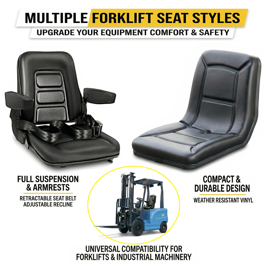 Universal Forklift Seat Multiple Styles, Adjustable & Fixed Replacement US Stock