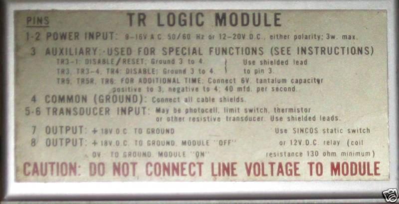 Micro Switch Logic Module TR3-1 15 volts