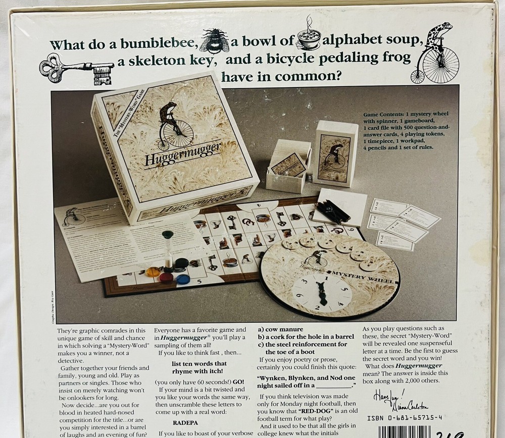 1989 Huggermugger Mystery Word Board Game
