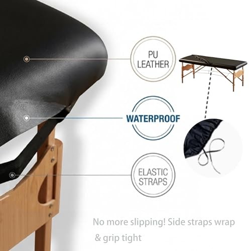 Leather Massage Table Cover Protector, Washable & Stain-Resistant for Black