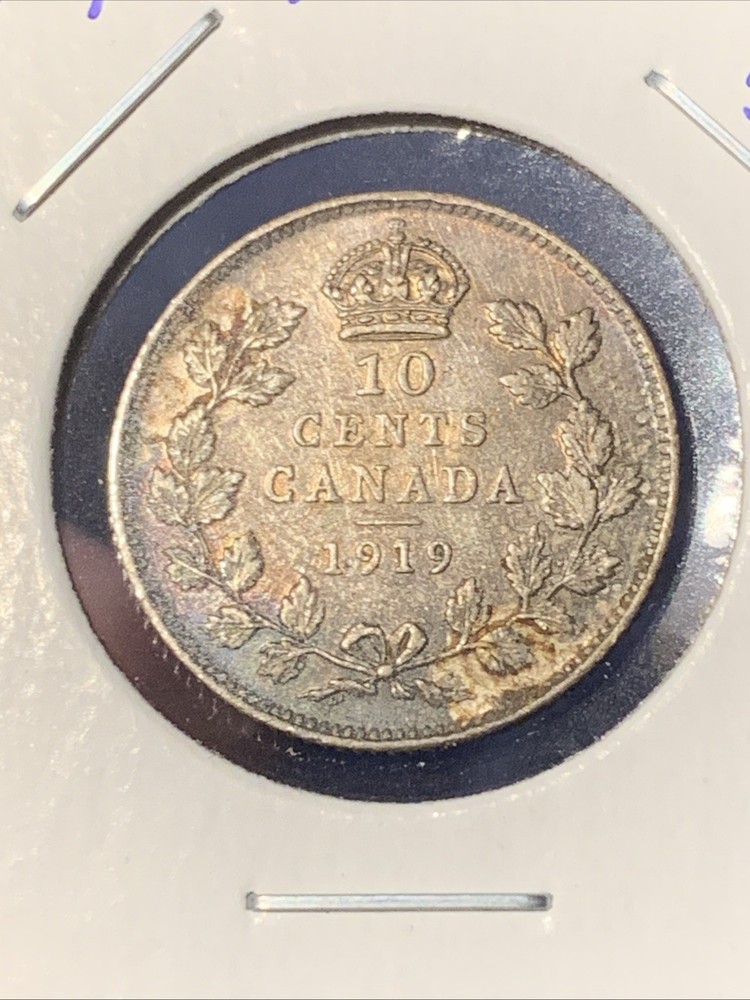 SILVER! SILVER! 1919 CANADA 5 CENTS ~ AU DETAILS ~