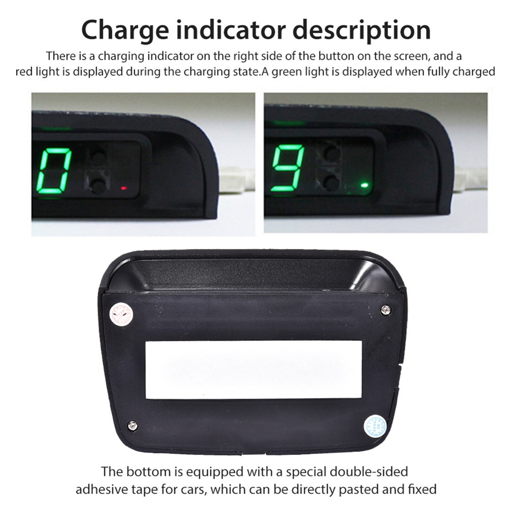 Solar Charging Car Dashboard LED Digital Clock Time Thermometer W/Night Light