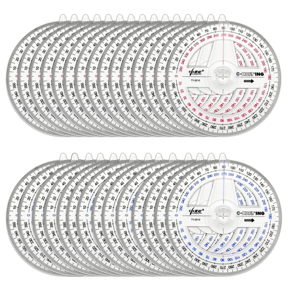 30 Pack 360 Degree Circle Protractor Clear Plastic Ruler for Math Geometry Set