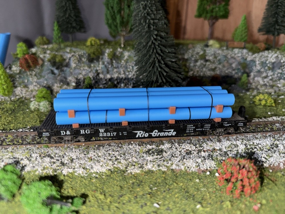 1:87 Ho Scale 30ft Blue Pipe Load/decor - Short Stack (4.5in Long)